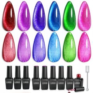 6 Colors Summer Cat Eye Glitter Gel Polish