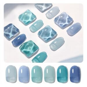 6 Transparent Colors Jelly Blue Nail Polish Set