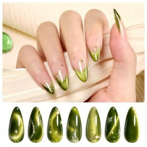 Olive Green Cat Eye Gel Nail Polish
