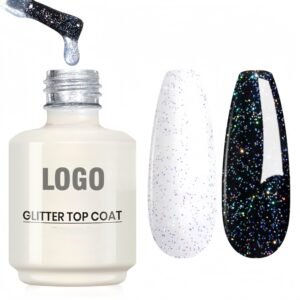 Reflective Silver Glitter Top Coat Gel