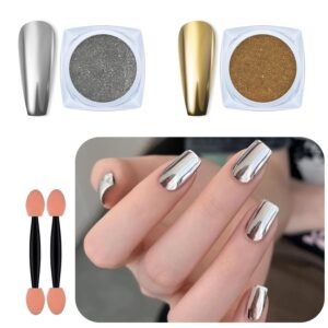 Chrome Nail Pearl Powder Silver and Gold