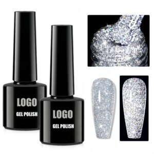 Reflective Shimmer Silver Glitter Gel Polish