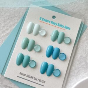 6 Colors Navy Baby Blue Nail Gel Polish Set