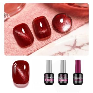 Glitter Reflective Red Cat Eye Nail Gel Polish