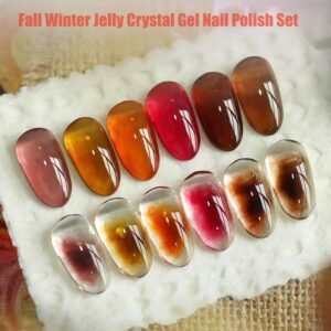 Fall Winter Jelly Crystal Gel Nail Polish Set