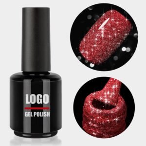 Sparkly Glitter Diamond Red Nail Gel Polish