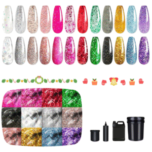 12 Colors Glitter Gold Silver Nail Gel Polish Collection