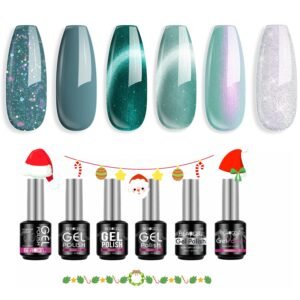 6 Colors Hema Free 9D Green Glass Nail Cat Eye