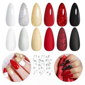 6 Glitter Colors Sparkle Nail Gel Polish Kit