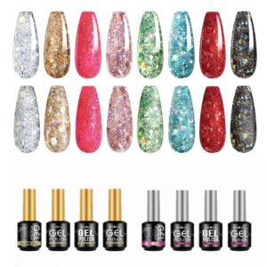 8 Colors Glitter Sequins Gel Nail Polish