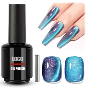 9D Cat Eye Chameleon Blue Glitter Gel Nail Polish