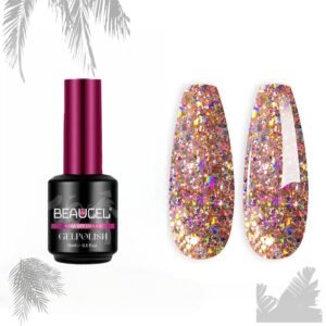 Clear Pink Glitter Nail Gel Polish