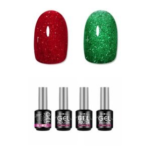Glitter Red Green Gel Nail Polish Set