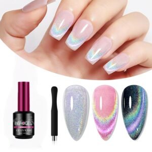 Holographic Rainbow 9D Cat Eye Nail Gel Polish