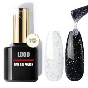 Reflective Iridescent Silver Mix Glitter Nail Gel Polish