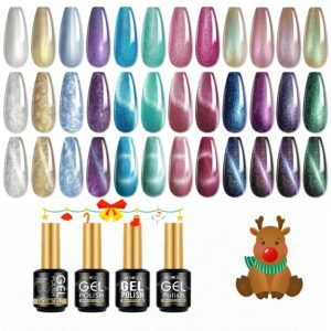 Swirl Shell Thread Effect Sparkle Cat Eye Gel Nail Polish